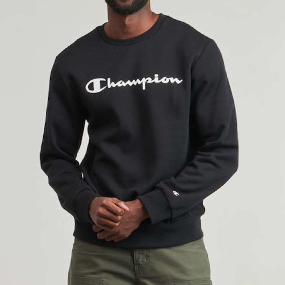 Champion Reverse Weave Script Logo Crewneck Black White Red Men's M Cotton Poly